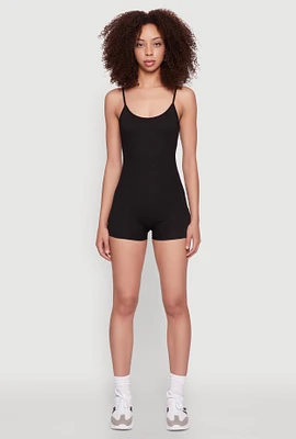 Womens Daisy Scoop Neck Romper, Black, Size S