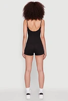 Womens Daisy Scoop Neck Romper, Black, Size S