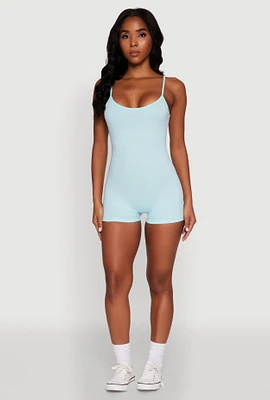 Womens Daisy Scoop Neck Romper, Blue,