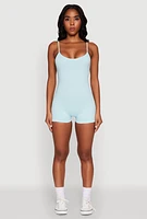Womens Daisy Scoop Neck Romper, Blue,