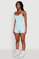 Womens Daisy Scoop Neck Romper, Blue,