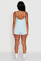 Womens Daisy Scoop Neck Romper, Blue,