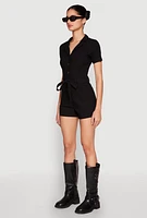 Womens Haute Monde Tie Waist Belted Romper,