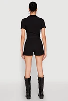 Womens Haute Monde Tie Waist Belted Romper,