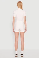 Womens Haute Monde Tie Waist Belted Romper, White, Size L