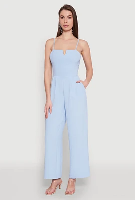Womens Crepe Knit Pleated Jumpsuit, Blue, Size M