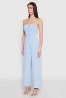 Womens Crepe Knit Pleated Jumpsuit, Blue, Size M