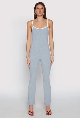 Womens Iris Contrast Trim Cami Flare Jumpsuit, Grey, Size S