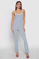 Womens Iris Contrast Trim Cami Flare Jumpsuit, Grey, Size S