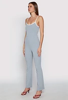 Womens Iris Contrast Trim Cami Flare Jumpsuit, Grey, Size S
