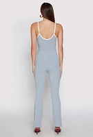 Womens Iris Contrast Trim Cami Flare Jumpsuit, Grey, Size L