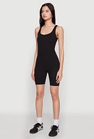 Womens Iris Rib Knit Biker Romper, Black,