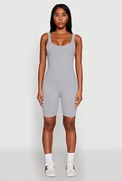 Womens Iris Rib Knit Biker Romper, Grey, Size M