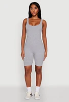 Womens Iris Rib Knit Biker Romper, Grey, Size M
