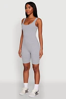 Womens Iris Rib Knit Biker Romper, Grey, Size M