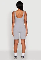 Womens Iris Rib Knit Biker Romper, Grey, Size M