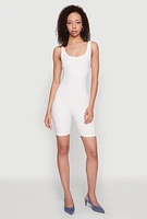 Womens Iris Rib Knit Biker Romper, White,