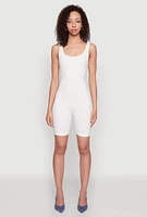 Womens Iris Rib Knit Biker Romper, White,