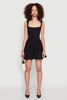 Womens Iris Open Back Corset Tiered Romper, Black, Size M