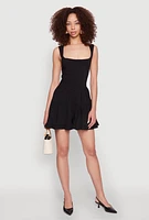 Womens Iris Open Back Corset Tiered Romper, Black, Size M