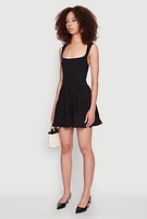 Womens Iris Open Back Corset Tiered Romper, Black, Size M
