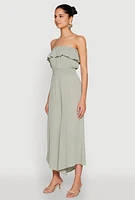 Womens Almost Famous Ruffle Overlay Smocked Waist Jumpsuit,