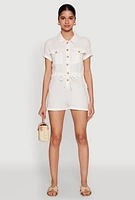 Womens Almost Famous Gauze Knit Romper, White, Size M