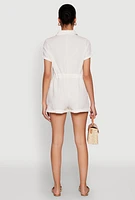 Womens Almost Famous Gauze Knit Romper, White, Size M