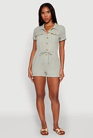 Womens Almost Famous Gauze Knit Romper, Green,