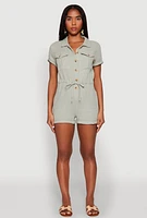 Womens Almost Famous Gauze Knit Romper, Green,