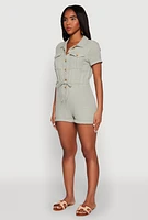 Womens Almost Famous Gauze Knit Romper, Green,