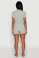Womens Almost Famous Gauze Knit Romper, Green,
