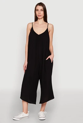 Womens Cropped Wide Leg Jumpsuit,