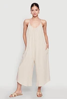 Womens Cropped Wide Leg Jumpsuit,