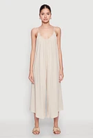 Womens Cropped Wide Leg Jumpsuit,