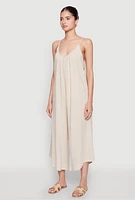 Womens Cropped Wide Leg Jumpsuit,