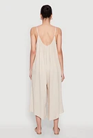 Womens Cropped Wide Leg Jumpsuit,