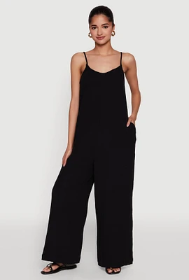 Womens Gauze Knit Wide Leg Jumpsuit, S