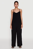 Womens Gauze Knit Wide Leg Jumpsuit, S