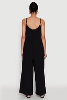 Womens Gauze Knit Wide Leg Jumpsuit, S