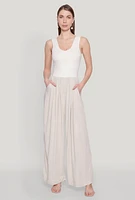 Womens Ponte Wide Leg Pleated Jumpsuit, Multi,