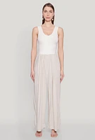 Womens Ponte Wide Leg Pleated Jumpsuit, Multi,