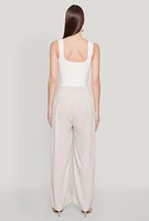 Womens Ponte Wide Leg Pleated Jumpsuit, Multi,