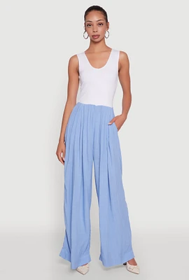 Womens Ponte Wide Leg Pleated Jumpsuit,