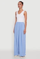 Womens Ponte Wide Leg Pleated Jumpsuit,