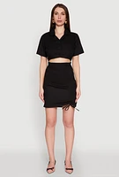 Womens Lace Up Back Button Front Cut Out Mini Dress,