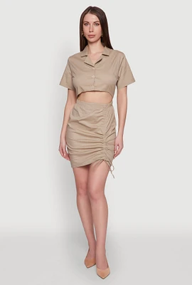 Womens Lace Up Back Button Front Cut Out Mini Dress,