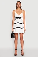 Womens Airy Contrast Trim Tiered Dress,