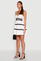 Womens Airy Contrast Trim Tiered Dress,