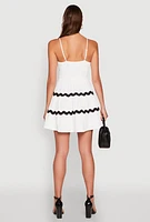 Womens Airy Contrast Trim Tiered Dress,